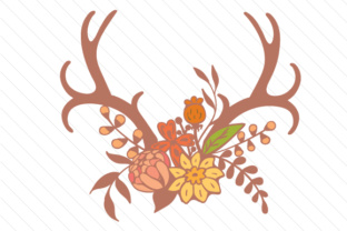 Antlers Decorated with Flowers for Crafts and Designs