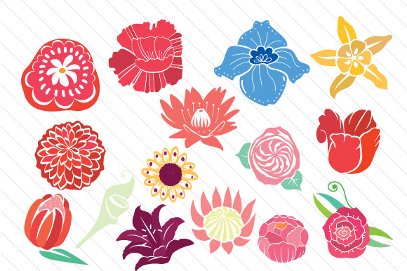 Big Handdrawn Flowers for Spring Crafts