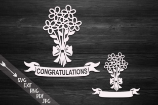 Congratulations, Flowers Bouquet Graphics for Crafts & Branding