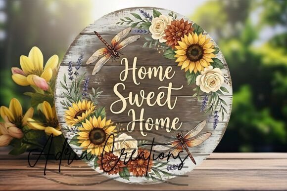 Dragonfly Door Sign, Floral Wind Spinner Graphics and Crafts