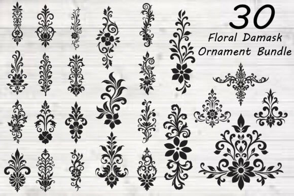 Floral Damask Ornament Bundle Graphics for Crafts