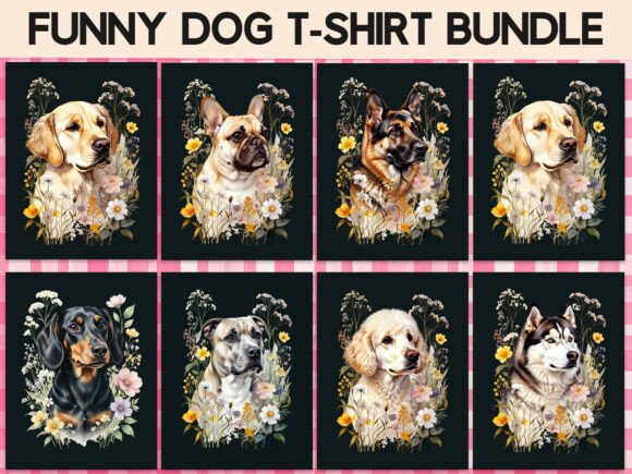 Floral Dog Mom T-Shirt Bundle PNG Graphics and T-Shirt Designs