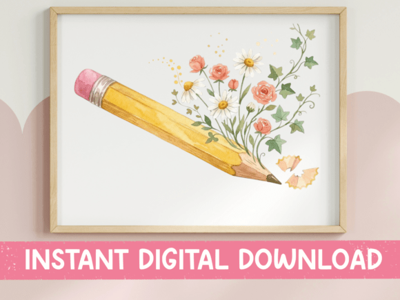 Floral Pencil Blooming Teacher Design Graphics and T-Shirt Designs Review