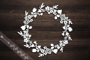 Flower Wreath Paper Cut Graphics for Crafts & Branding