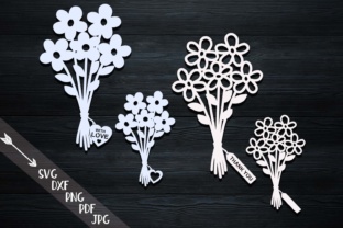 Flowers Bouquets with Tags: Essential Graphics for Crafts