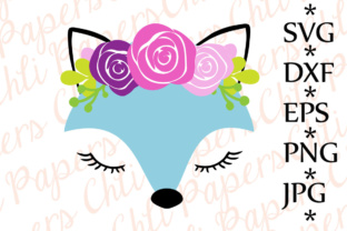 Fox with Flowers Graphics for Crafts