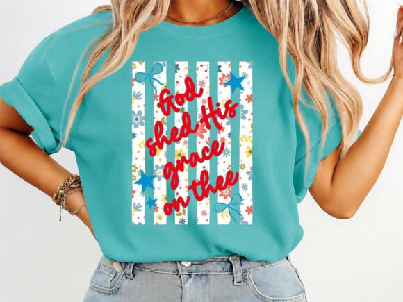 Grace on Thee Patriotic Floral T-Shirt Graphics and T-Shirt Designs Review