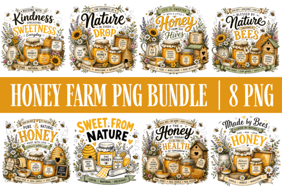 Honey Farm PNG Bundle, Bee Quotes PNG