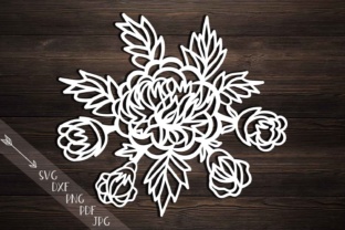 Peonies Cutting Template for Graphics & Crafts