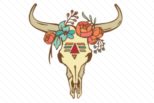Skull with Flowers for Crafts and Boho Creations