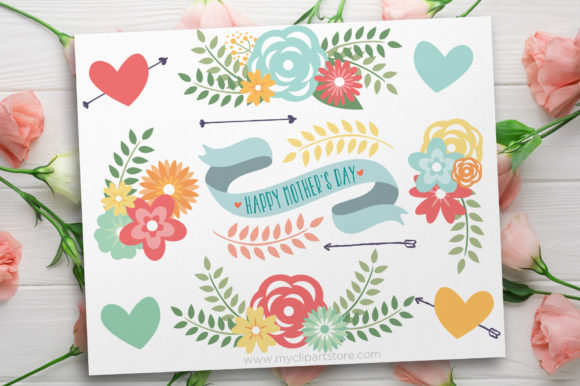 Spring Flowers Mom Clipart for Graphics and Illustrations