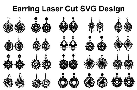 Vintage Floral Earrings SVG Graphics for Laser Engraving