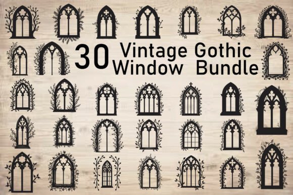 Vintage Gothic Window Bundle Graphics for Crafts
