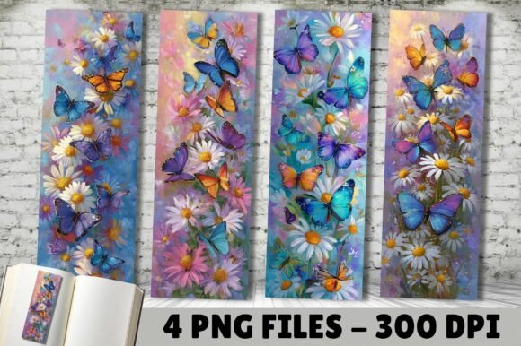 Watercolor Daisy Butterfly Bookmarks PNG Graphics and Crafts Review