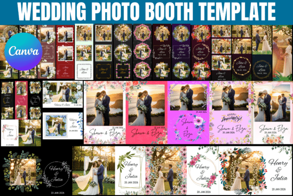 Wedding Photo Booth Template Bundle: Graphics and Photo Collage
